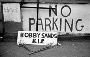 Sad memorial to the dead hunger striker, Bobby Sands. Northern Ireland.  Belfast. 1981.
